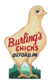BURLING'S CHICKS ADVERTISING SIGN