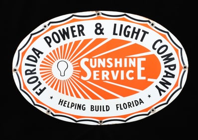PORCELAIN "FLORIDA POWER & LIGHT" ADVERTISING SIGN