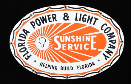 PORCELAIN "FLORIDA POWER & LIGHT" ADVERTISING SIGN