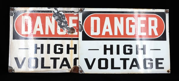 (2) PORCELAIN "DANGER" SIGNS