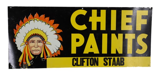 DOUBLE-SIDED TIN "CHIEF PAINTS" SIGN