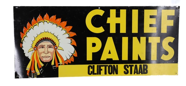DOUBLE-SIDED TIN "CHIEF PAINTS" SIGN