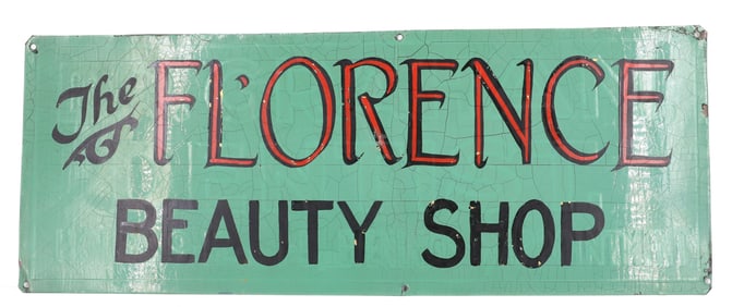 DOUBLE-SIDED TIN DENTIST /  BEAUTY SHOP SIGN