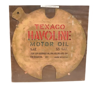 ANTIQUE COPPER "TEXACO" BARREL STENCIL