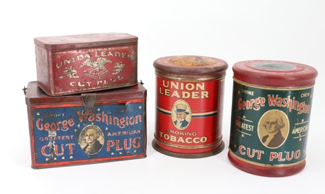 GEORGE WASHINGTON AND "UNION LEADER" TOBACCO TINS