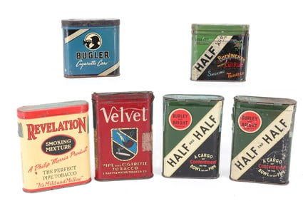 (6) TIN LITHO TOBACCO TINS