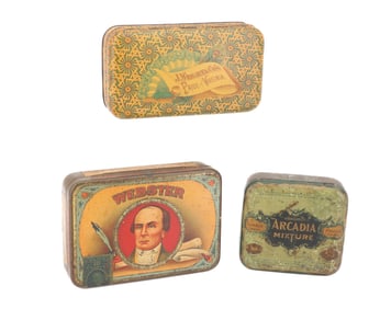 (3) TIN LITHO TOBACCO TINS