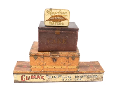 LOT OF (4) TIN LITHO TOBACCO TINS