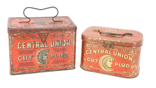 (2) CENTRAL UNION TOBACCO TINS