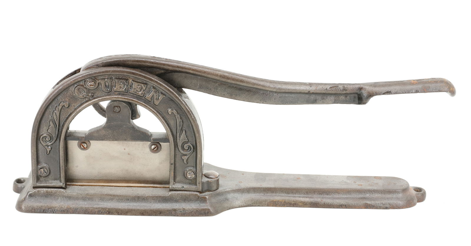 QUEEN CAST IRON TOBACCO CUTTER: MRKD. WRIGHTSVILLE, PA ON BOTTOM. 17" L. PLEASE READ CAREFULLY - Terms for Purchasing and Shipping of Auction Items. Please read carefully before bidding. Hartzell’s Auction Gallery. Hartzell's