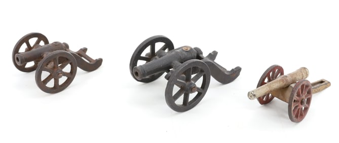 (3) CAST IRON MODEL CANNONS