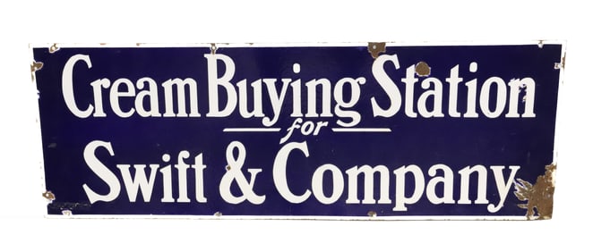 DOUBLE-SIDED PORCELAIN "CREAM BUYING STATION" SIGN