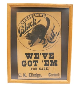 HENDERSON'S BLACK CAT FRAMED ADVERTISING SIGN