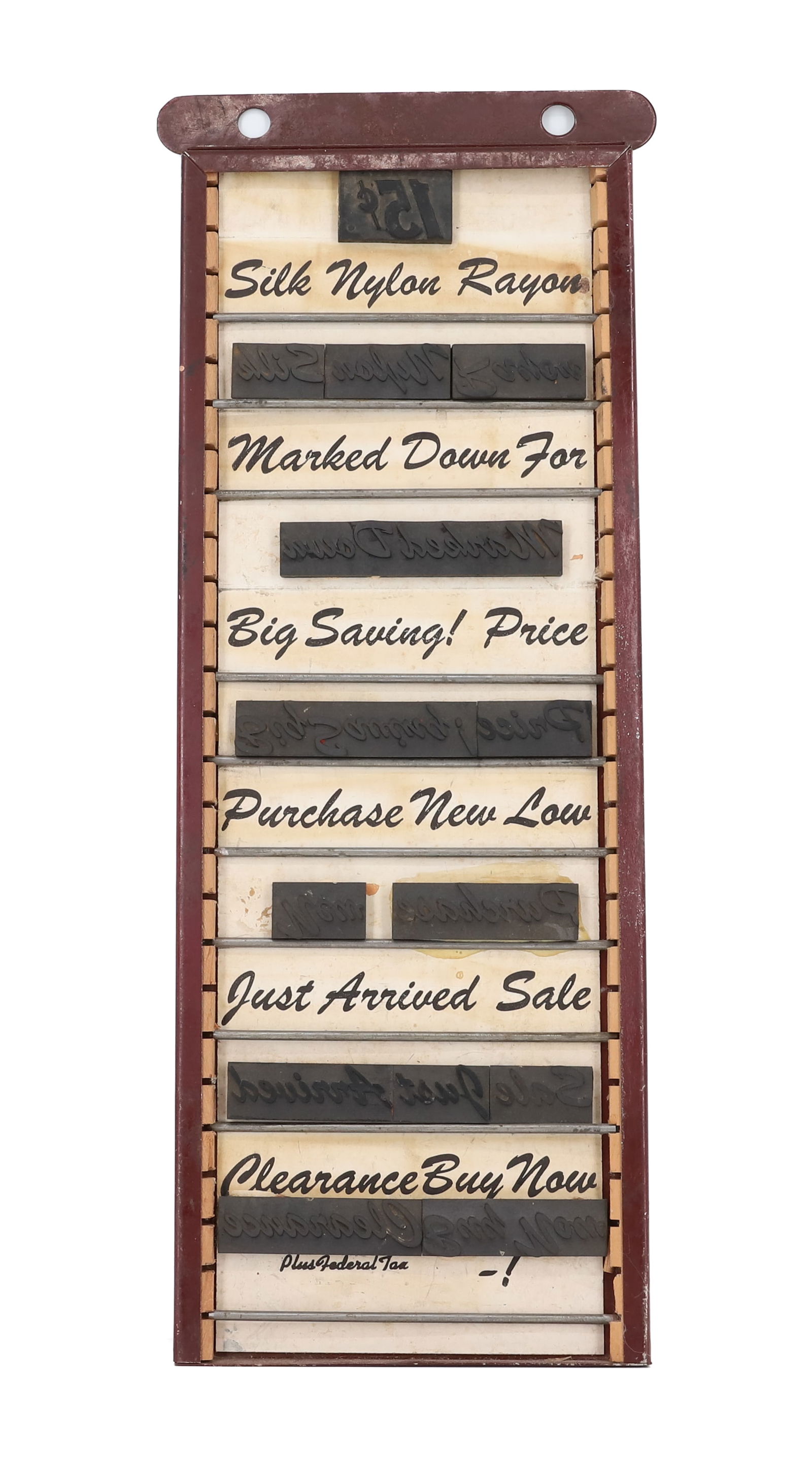 DISPLAY OF SIGN PRINTERS BLOCKS: DEPARTMENT STORE RELATED. 19" L. PLEASE READ CAREFULLY - Terms for Purchasing and Shipping of Auction Items. Please read carefully before bidding. Hartzell’s Auction Gallery. Hartzell's Auction