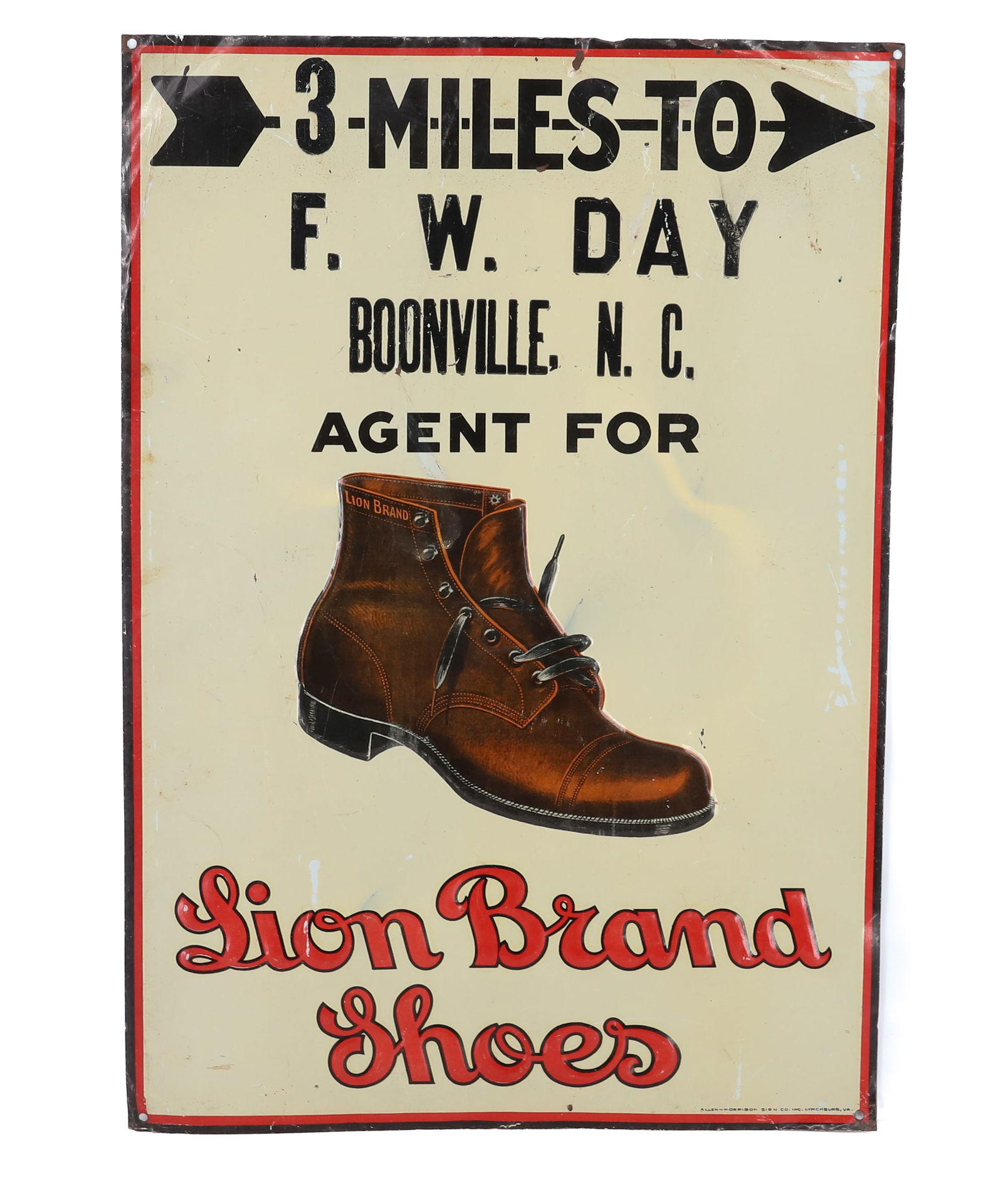 LION BRAND SHOES TIN ADVERTISING SIGN (1 of 5)