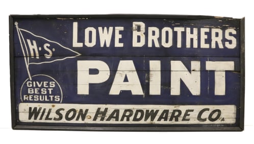LOWE BROTHERS PAINT WOODEN ADVERTISING SIGN