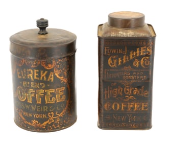 (2) ANTIQUE COFFEE TINS