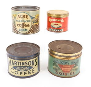 LOT (4) COFFEE ADVERTISING TINS