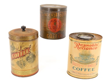 LOT (3) COFFEE ADVERTISING TINS