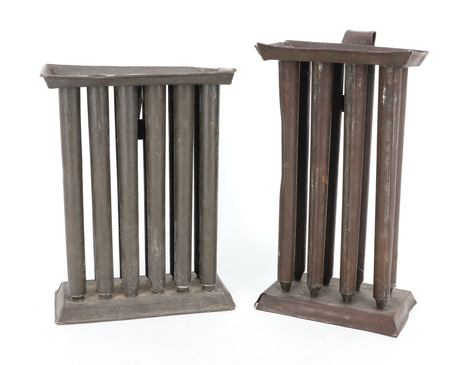 LOT OF (2) CANDLE MOLDS: (8) AND (12) HOLDER CANDLE MOLDS. STRAP HANDLES. LARGER IS 10" X 7 1/2" X 3 3/4". PLEASE READ CAREFULLY - Terms for Purchasing and Shipping of Auction Items. Please read carefully before bidding. Hart