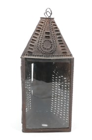UNUSUAL PUNCHED TIN LANTERN