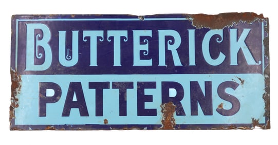 DOUBLE-SIDED PORCELAIN BUTTERICK PATTERNS SIGN
