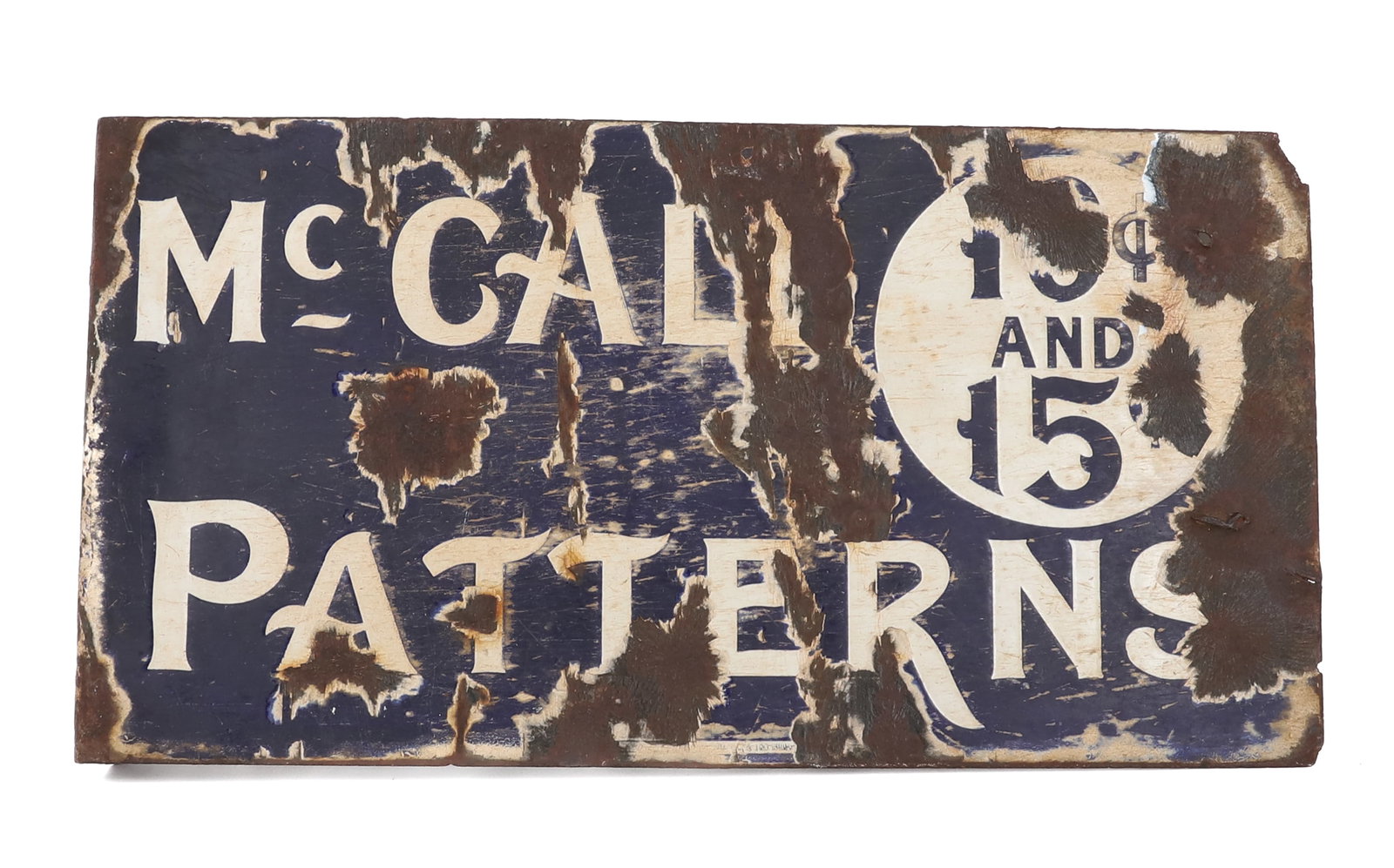 DOUBLE-SIDED PORCELAIN MCCALL PATTERNS SIGN: BLUE / WHITE FLANGE SIGN. 9 1/2" X 18". PLEASE READ CAREFULLY - Terms for Purchasing and Shipping of Auction Items. Please read carefully before bidding. Hartzell’s Auction Gallery. Hartzell's A