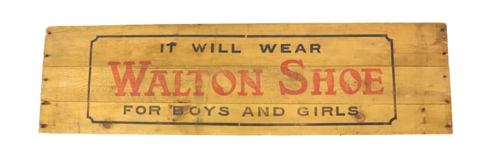 WOODEN CRATE SIDE "WALTON SHOE", SIGN