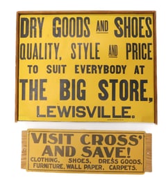 (2) PRINTED CARDBOARD ADVERTISERS