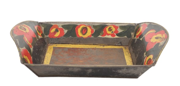 19TH C. TOLEWARE BREAD TRAY / BASKET