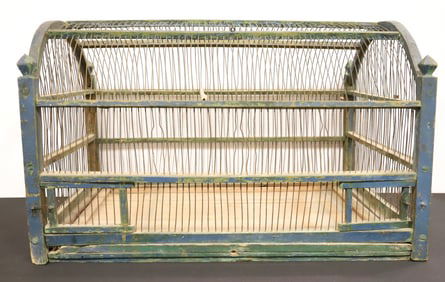 PAINTED WOOD / WIRE BIRD CAGE