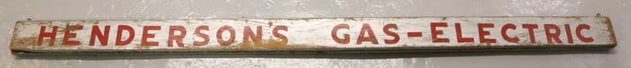 HENDERSON'S GAS - ELECTRIC WOODEN SIGN