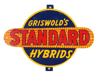 PAINTED METAL SIGN "GRISWOLD'S STANDARD HYBRIDS"