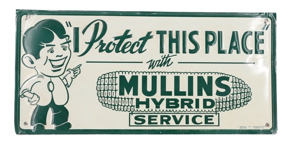 MULLINS HYBRID TIN ADVERTISING SIGN