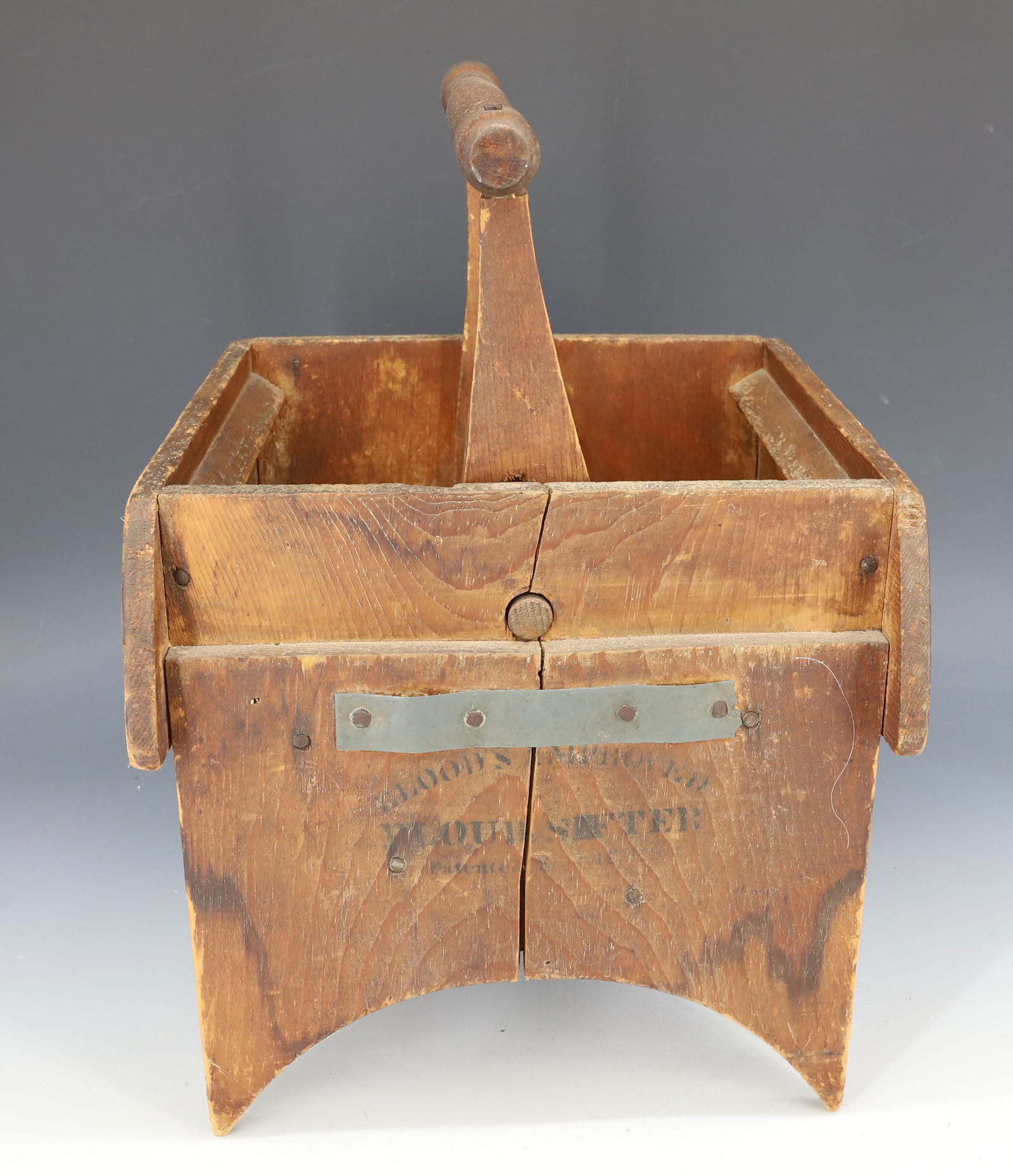 BLOOD'S IMPROVED FLOUR SIFTER: WOOD / METAL / SCREENING. STENCILED ON ONE SIDE AND PAPER LABEL ON OTHER. 12 1/2" X 9" X 10 1/2". PLEASE READ CAREFULLY - Terms for Purchasing and Shipping of Auction Items. Please read carefully befo