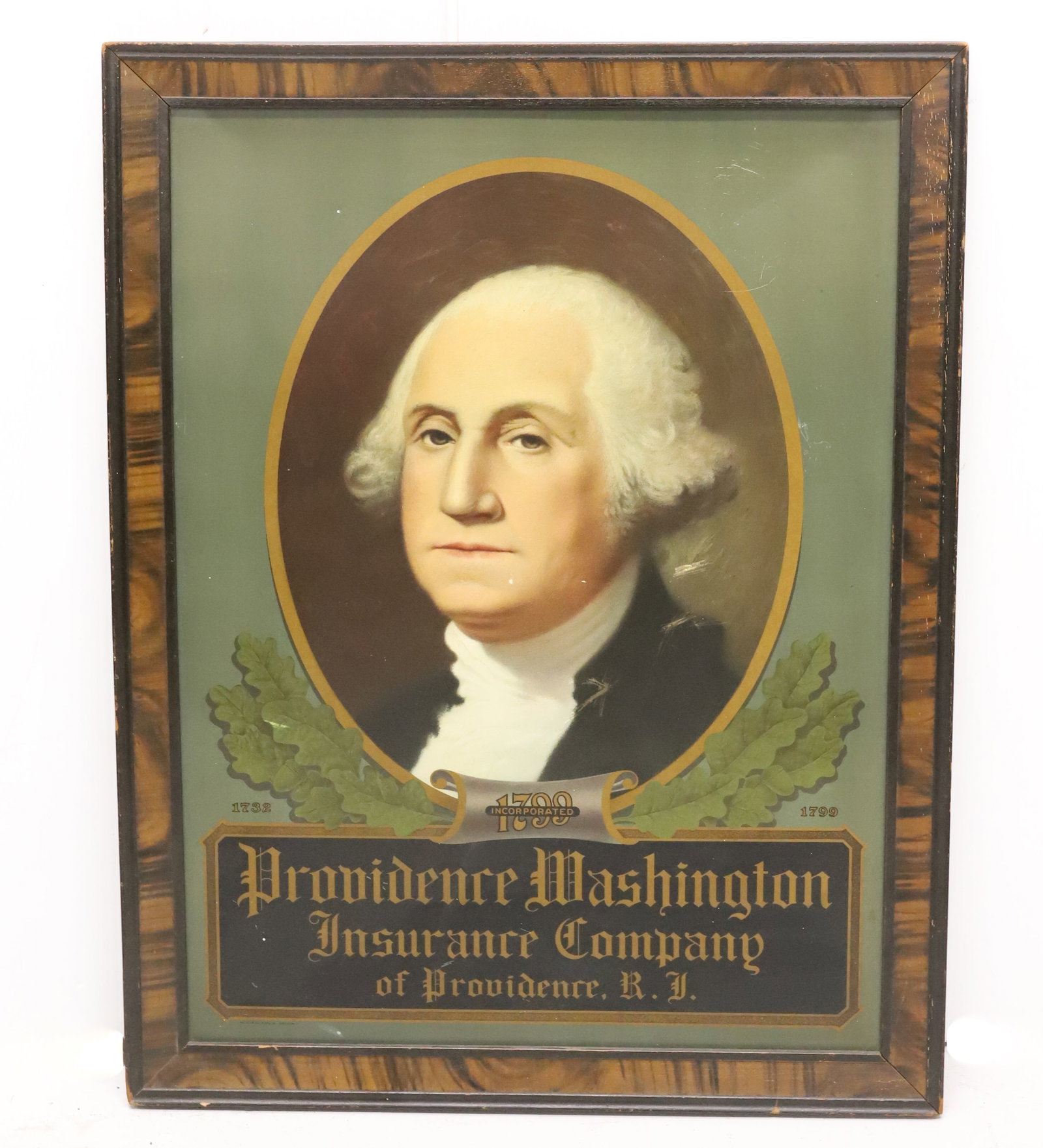 PROVIDENCE WASHINGTON TIN ADVERTISING SIGN: TIN LITHO GEORGE WASHINGTON (PROVIDENCE, R.I.) WOODEN FRAME. 26 1/2" X 20 1/2". PLEASE READ CAREFULLY - Terms for Purchasing and Shipping of Auction Items. Please read carefully before bidding. Hartze