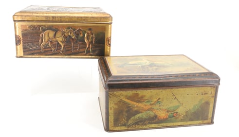 (2) TIN LITHO LIDDED BOXES