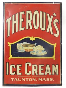 THEROUX'S iCE CREAM DOUBLE-SIDED SIGN