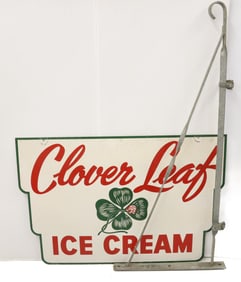 CLOVER LEAF ICE CREAM PORCELAIN SIGN