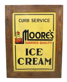 MOORE'S ICE CREAM PRESSED METAL SIGN