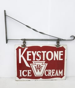 KEYSTONE ICE CREAM PORCELAIN SIGN