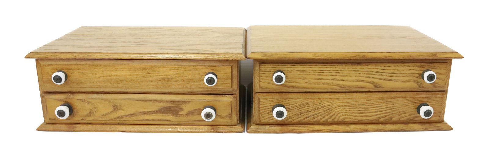 PAIR OF TWO-DRAWER OAK DISPLAYS (1 of 6)