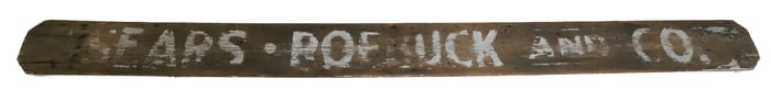 WOODEN "SEARS, ROEBUCK AND CO." SIGN