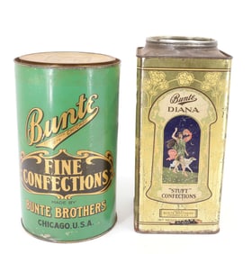(2) TIN LITHO CANDY TINS