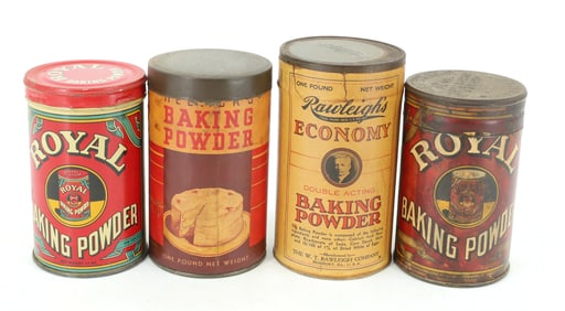 (4) BAKING POWDER TINS