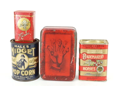 (4) PAPER / TIN LITHO ADVERTISING TINS