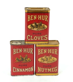 LOT OF BEN-HUR BRAND SPICE TINS