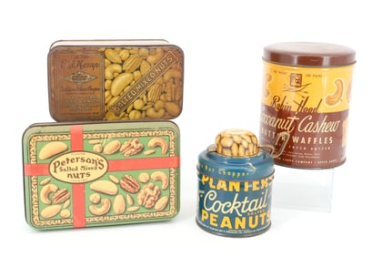 LOT OF(4) TIN LITHO NUT TINS