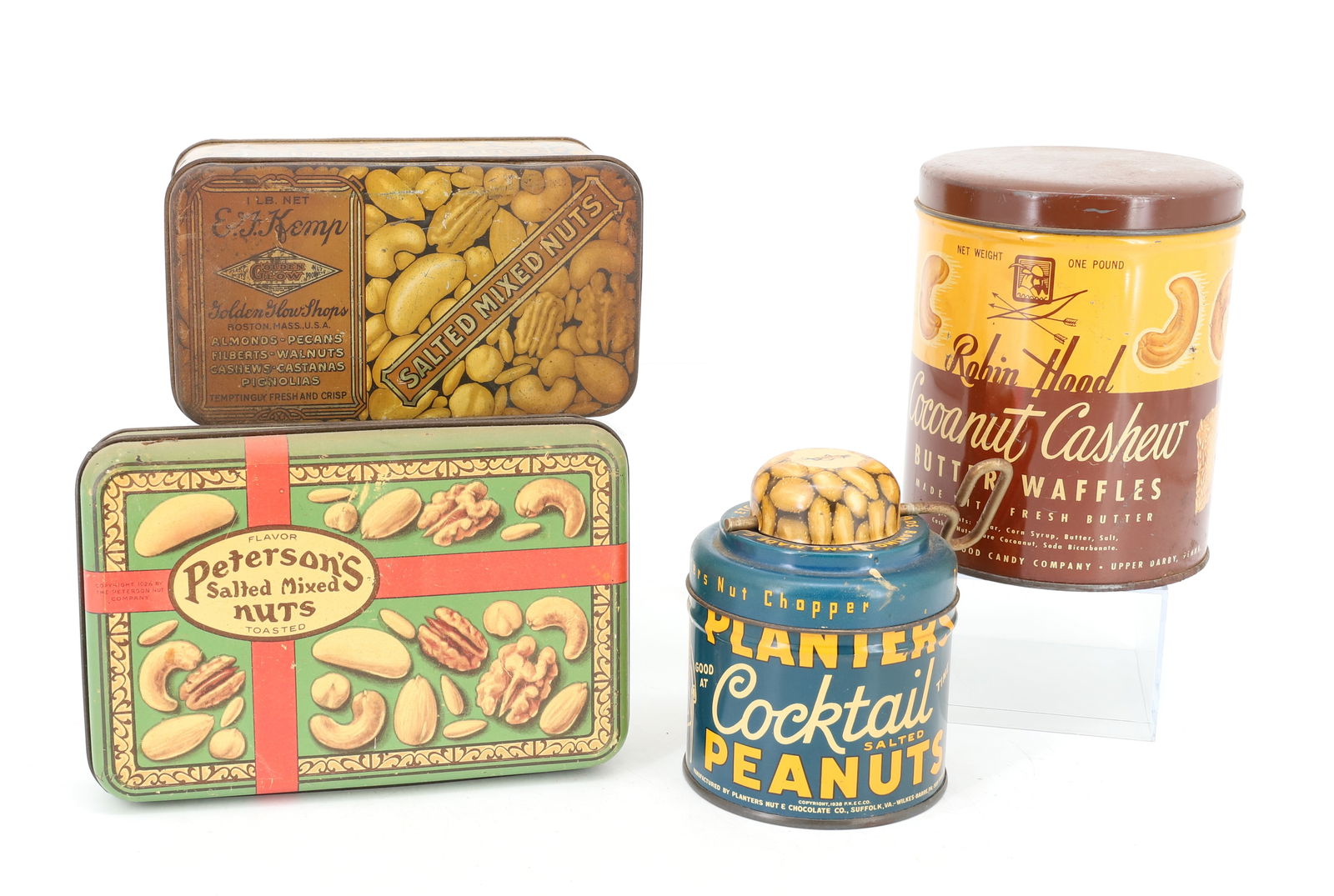 LOT OF(4) TIN LITHO NUT TINS (1 of 3)