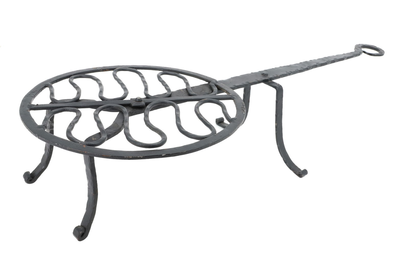 EARLY ROTATING FIREPLACE GRIDIRON: REVOLVING TOP. FOUR LEGS. BLACK PAINTED SURFACE. 24 1/4" X 10". PLEASE READ CAREFULLY - Terms for Purchasing and Shipping of Auction Items. Please read carefully before bidding. Hartzell’s Aucti